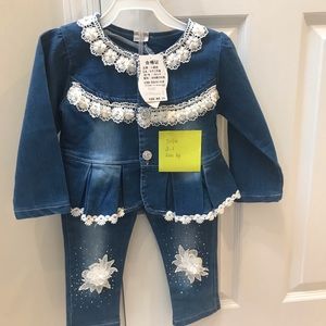 NWT Toddler Girls denim jacket & pants - size 2-3